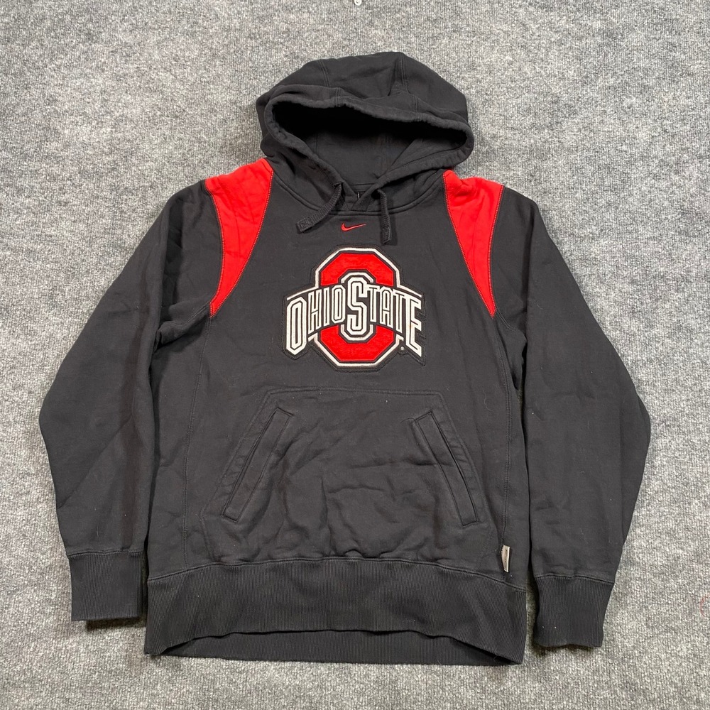 Nike Ohio State Buckeyes Hoodie Mens Small Black Red Embroidered Pullover F0TRG